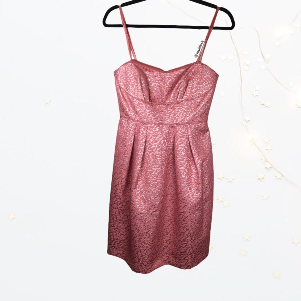 BCBG BCBGMAXAZRIA Y2k Style Strapless Peach Blush Pink & Metallic Formal Dress